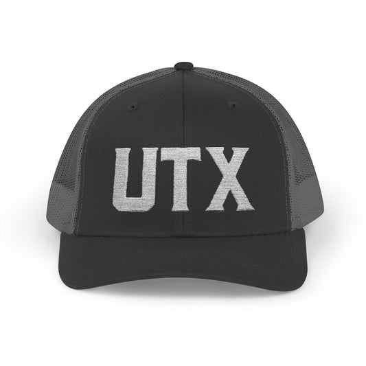 UTX White Snapback Trucker Cap - Trendy Mesh Hat for Everyday Wear